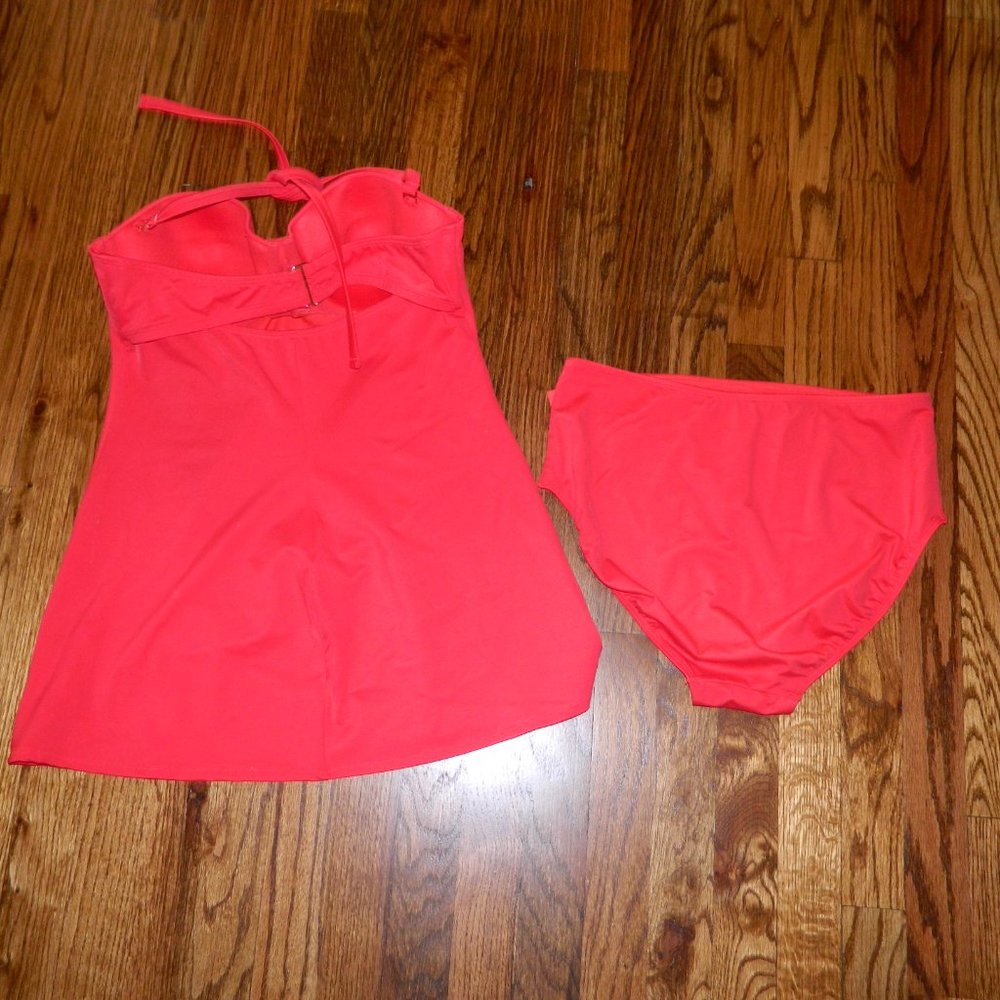 SPANX Coral Pink Strapless Tankini Swim Dress with High-Waist Briefs - Picture 4 of 4
